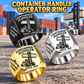 Hyster H1050XD-CH5 Container Handler Signet Ring: Silver, Gold and Black signet rings with H1050XD-CH5 machine engraving, CUSTOM NAME and SINCE 2000 sample text.