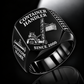 Black finish Taylor XEC-207/8 Empty Container Handler Signet Ring with XEC-207/8 machine engraving, CUSTOM NAME and SINCE 2000 sample text.