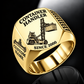 Gold finish Taylor XEC-207/8 Empty Container Handler Signet Ring with XEC-207/8 machine engraving, CUSTOM NAME and SINCE 2000 sample text.