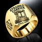 Gold finish Konecranes Noell Hybrid Straddle Carrier Signet Ring - PNCT Configuration with Hybrid Straddle Carrier - PNCT configuration machine engraving, CUSTOM NAME and SINCE 2000 sample text.