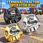 Capacity TJ 5000 Terminal Tractor Signet Ring: Silver, Gold and Black signet rings with TJ 5000 machine engraving, CUSTOM NAME and SINCE 2000 sample text.
