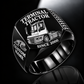 Black finish Terberg YT193 Terminal Tractor Signet Ring with YT193 machine engraving, CUSTOM NAME and SINCE 2000 sample text.
