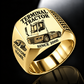 Gold finish Terberg YT193 Terminal Tractor Signet Ring with YT193 machine engraving, CUSTOM NAME and SINCE 2000 sample text.