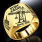 Gold finish Liebherr STS 69 m Port Crane Signet Ring - PNCT Configuration with STS 69 m outreach - PNCT configuration machine engraving, CUSTOM NAME and SINCE 2000 sample text.