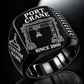 Black finish Konecranes Hybrid RTG Port Crane Signet Ring - Savannah Configuration with Hybrid RTG - Savannah configuration machine engraving, CUSTOM NAME and SINCE 2000 sample text.