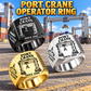 Konecranes Hybrid RTG Port Crane Signet Ring - Savannah Configuration: Silver, Gold and Black signet rings with Hybrid RTG - Savannah configuration machine engraving, CUSTOM NAME and SINCE 2000 sample text.