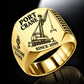 Gold finish Liebherr LHM 550 Electric High-Rise Port Crane Signet Ring with LHM 550 Electric High-Rise machine engraving, CUSTOM NAME and SINCE 2000 sample text.