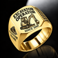 mini excavator operator signet ring, gold finish, sample name and year artwork