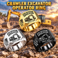 crawler excavator operator signet ring, Silver, Gold and Black finishes, sample name and year artwork