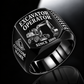wheeled excavator operator signet ring, black finish, sample name and year artwork