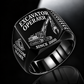 high reach demolition excavator operator signet ring, black finish, sample name and year artwork