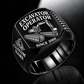 amphibious excavator operator signet ring, black finish, sample name and year artwork