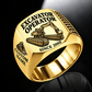 amphibious excavator operator signet ring, gold finish, sample name and year artwork