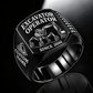 walking excavator operator signet ring, black finish, sample name and year artwork