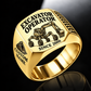 walking excavator operator signet ring, gold finish, sample name and year artwork