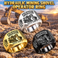 hydraulic mining shovel operator signet ring, Silver, Gold and Black finishes, sample name and year artwork