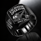 electric rope shovel operator signet ring, black finish, sample name and year artwork