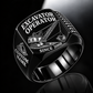 dragline excavator operator signet ring, black finish, sample name and year artwork