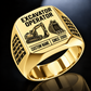Excavator Operator Twin Icons ring in Gold, showing CUSTOM NAME and SINCE 2000