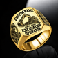 Excavator Operator Bold Lettering ring in Gold, showing CUSTOM NAME and SINCE 2000