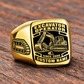 Excavator Operator Black Face Badge ring in Gold, showing CUSTOM NAME and SINCE 2000