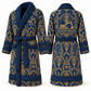 Personalized Excavator Operator Bathrobe - Art Deco Craft blue front and back view