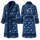 Personalized Excavator Operator Bathrobe - Diamond Emblems blue front and back view