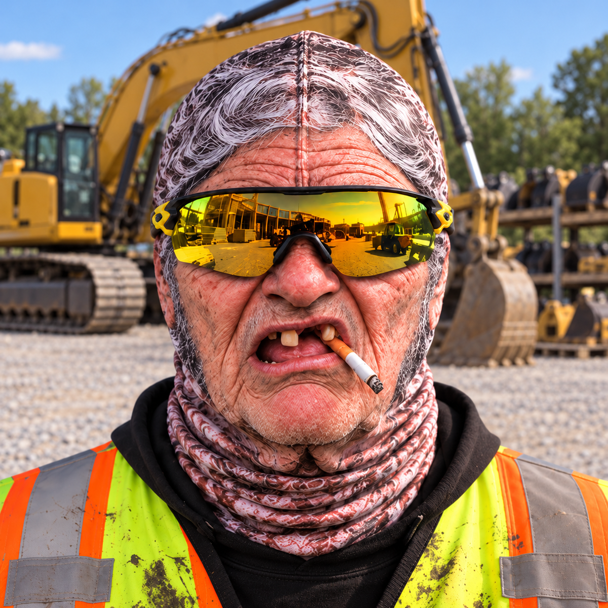 Excavator Operator funny face balaclava - Style 3