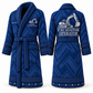 Personalized Excavator Operator Bathrobe - Signature Silhouette blue front and back view