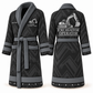 Personalized Excavator Operator Bathrobe - Signature Silhouette slate front and back view