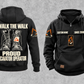 Excavator Operator Proud Walk Vintage Hoodie in Black, fully separated front and back views with excavator sleeve motifs, work boot artwork, and sample text CUSTOM NAME and SINCE 2000.