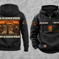 Excavator Operator Once and Always Vintage Hoodie in Black, fully separated front and back views with sample text CUSTOM NAME and SINCE 2000, excavator sleeve motifs and boot-and-earthworks back artwork.