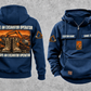 Excavator Operator Once and Always Vintage Hoodie in Dark Blue, fully separated front and back views with sample text CUSTOM NAME and SINCE 2000, excavator sleeve motifs and boot-and-earthworks back artwork.