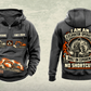 Excavator Operator Heritage Crest Vintage Hoodie in Dark Gray, separated front and back views with sample text CUSTOM NAME and SINCE 2000, excavator pocket graphics, plain sleeves and cream, black and earth-orange crest.