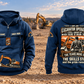 Excavator Operator Skills and Pride Vintage Hoodie in Dark Blue, complete separated front and back views with sample text CUSTOM NAME and SINCE 2000, excavator graphics and a quiet earthworks background.
