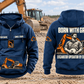 Excavator Operator By Choice Vintage Hoodie in Dark Blue, complete front and back views with sample chest text CUSTOM NAME and SINCE 2000, excavator motifs and BORN WITH GRIT / EXCAVATOR OPERATOR BY CHOICE back artwork in an earthworks setting.
