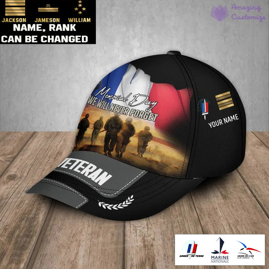 Personalized Rank, Year And Name France Soldier/Veterans Baseball Cap - 17188416