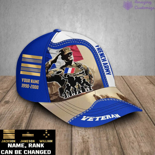 Personalized Rank, Year And Name France Soldier/Veterans Baseball Cap - 17212608