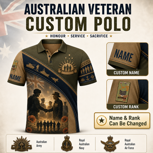 Personalized Australia Soldier/Veteran with Name and Rank Polo All Over Printed - QK1779753607