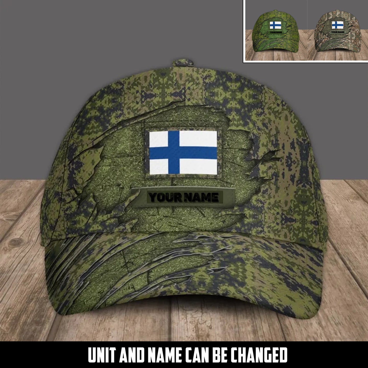 Personalized Name Finland Soldier/Veterans Camo Baseball Cap - 1605230001 - D04