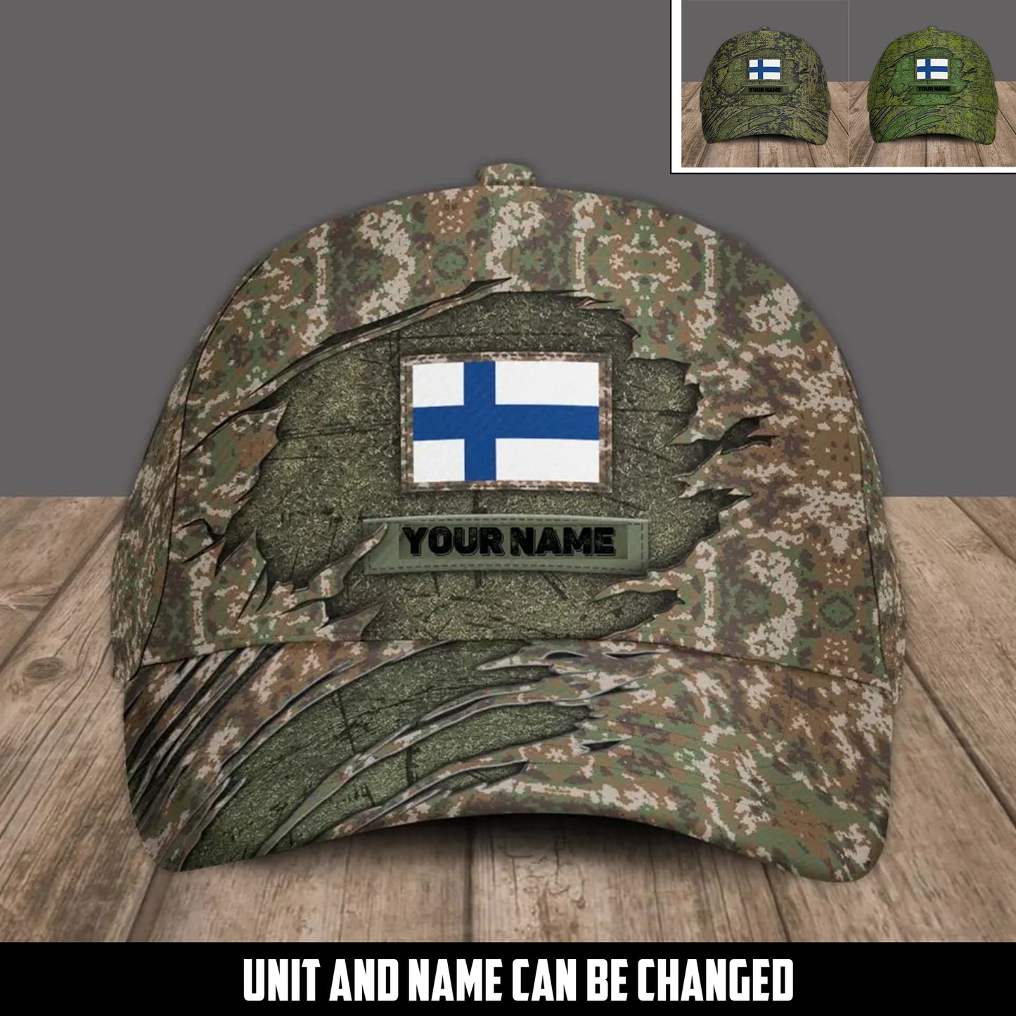 Personalized Name Finland Soldier/Veterans Camo Baseball Cap - 1605230001 - D04