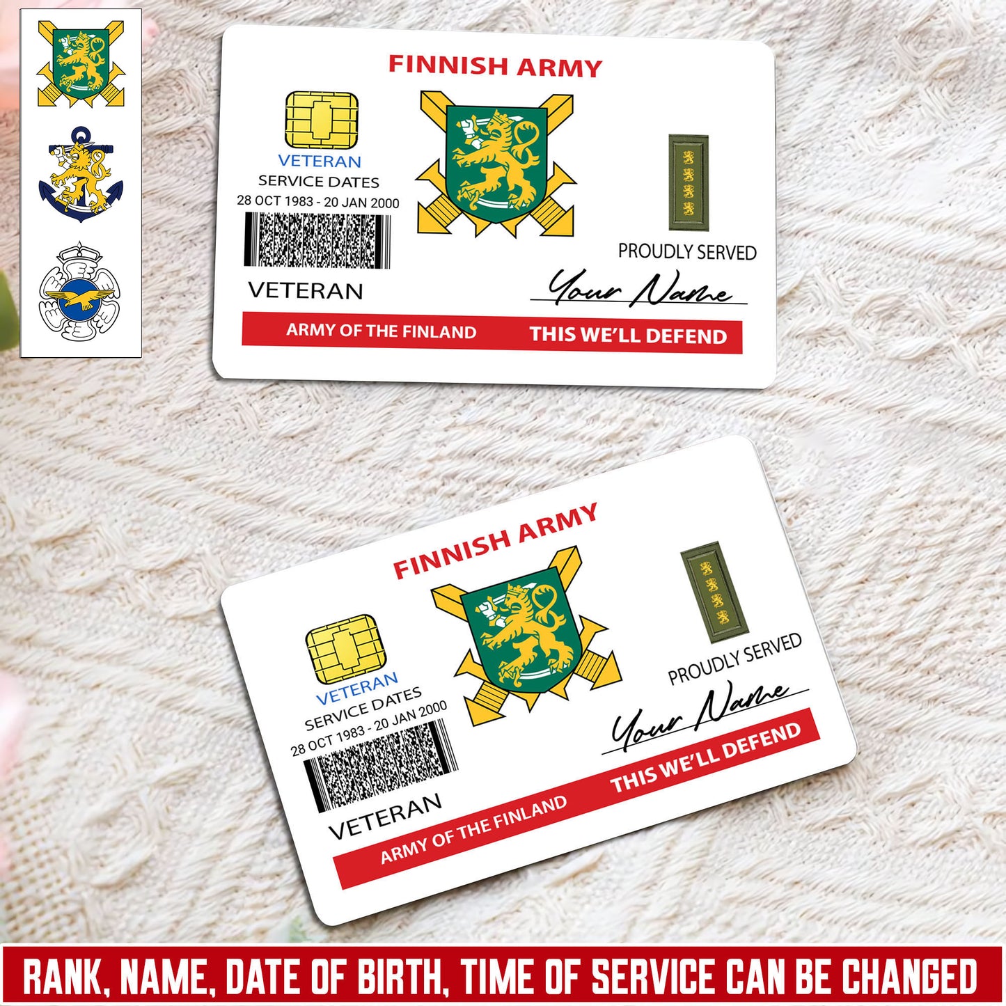 Personalized Finland Soldier/ Veteran With Rank, Name And Year Aluminum Wallet Card - 17472672