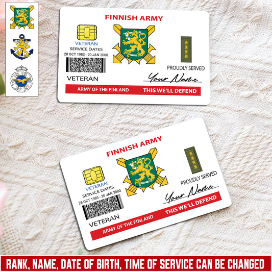 Personalized Finland Soldier/ Veteran With Rank, Name And Year Aluminum Wallet Card - 17472672