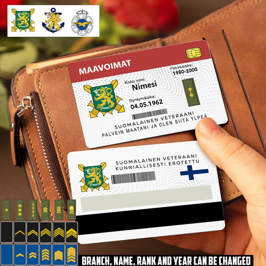 Personalized Finland Soldier/ Veteran With Rank, Name And Year Aluminum Wallet Card - 17502912