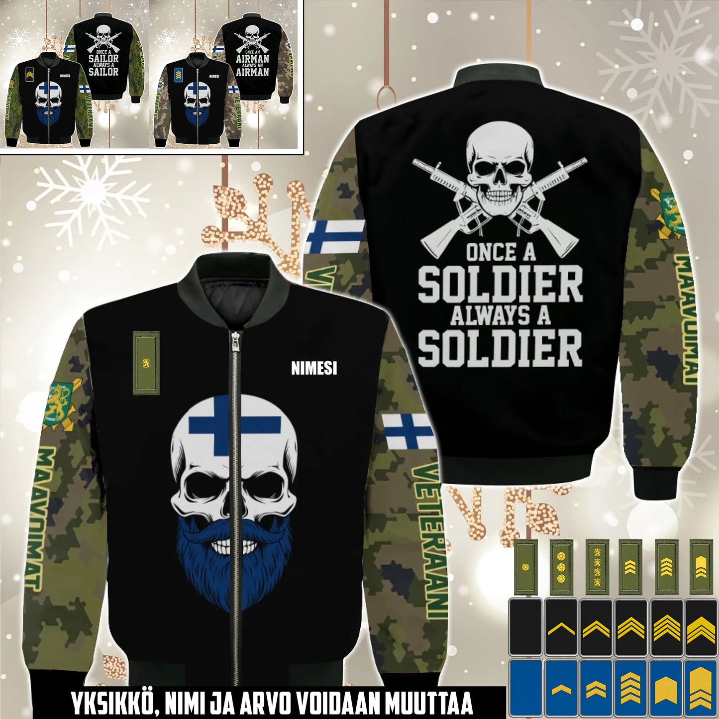 Suomalainen Veteraani Camo Bombertakki – Personoitu Nimellä & Arvolla - 17580672