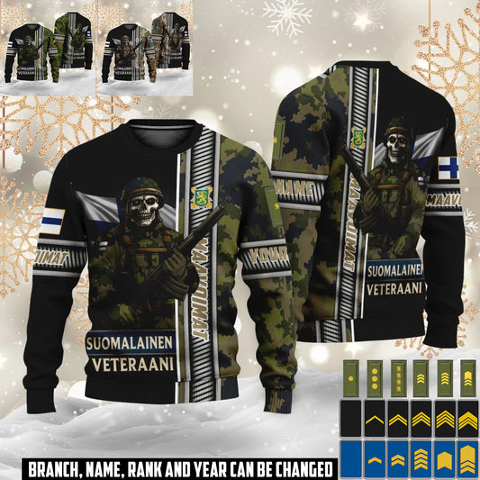 Personalized Finland Soldier/Veteran Camo with Name and Rank Ugly Sweater All Over Printed - 17616960