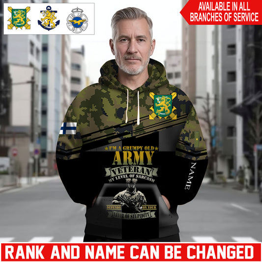 Personalized Finland Soldier/Veteran Camo with Name and Rank Hoodie Sweater All Over Printed - 1761350403