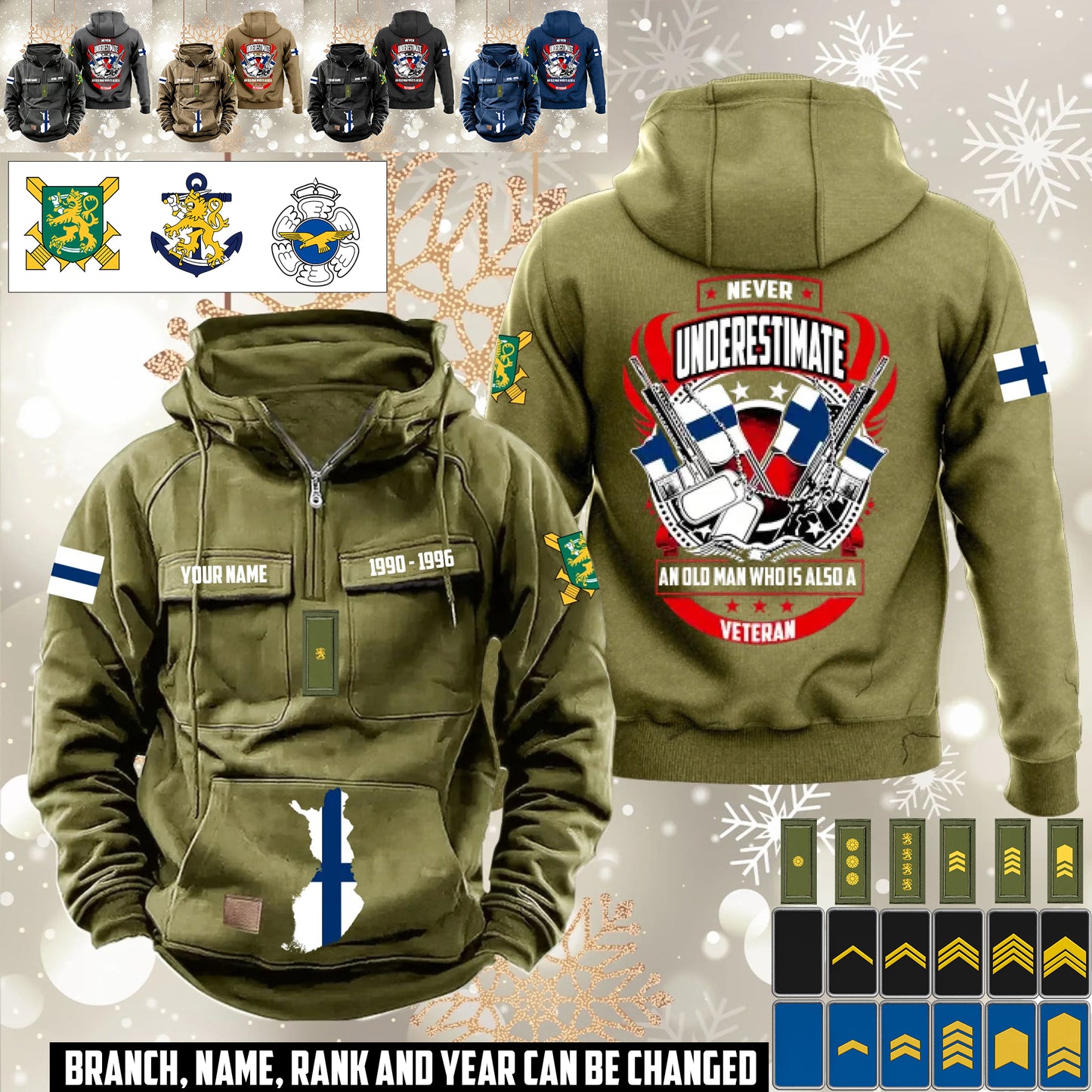 Personalized Finland Soldier/Veteran Vintage Hoodie All Over Printed - 1760400003