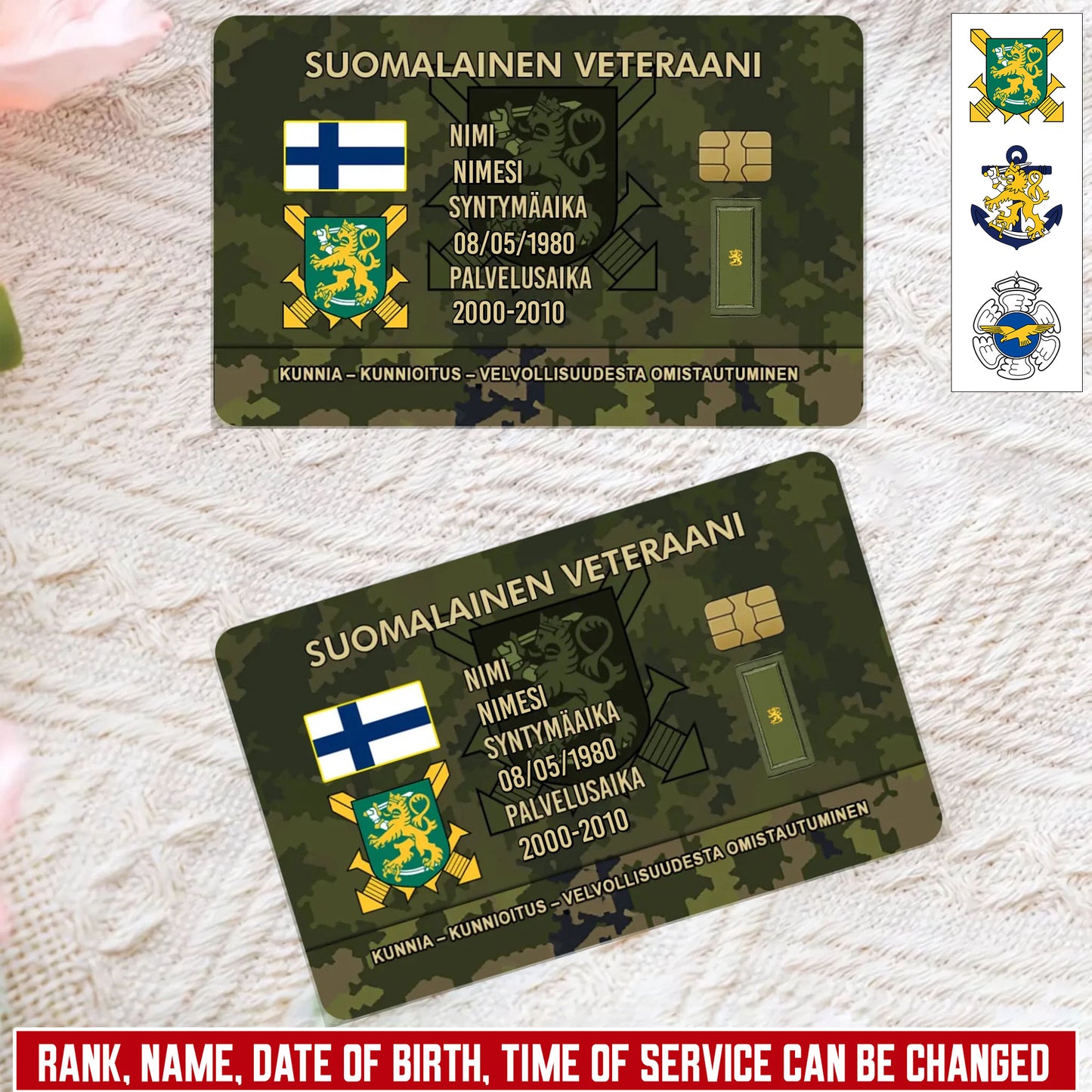 Personalized Finland Soldier/ Veteran With Rank, Name And Year Aluminum Wallet Card - 17637696