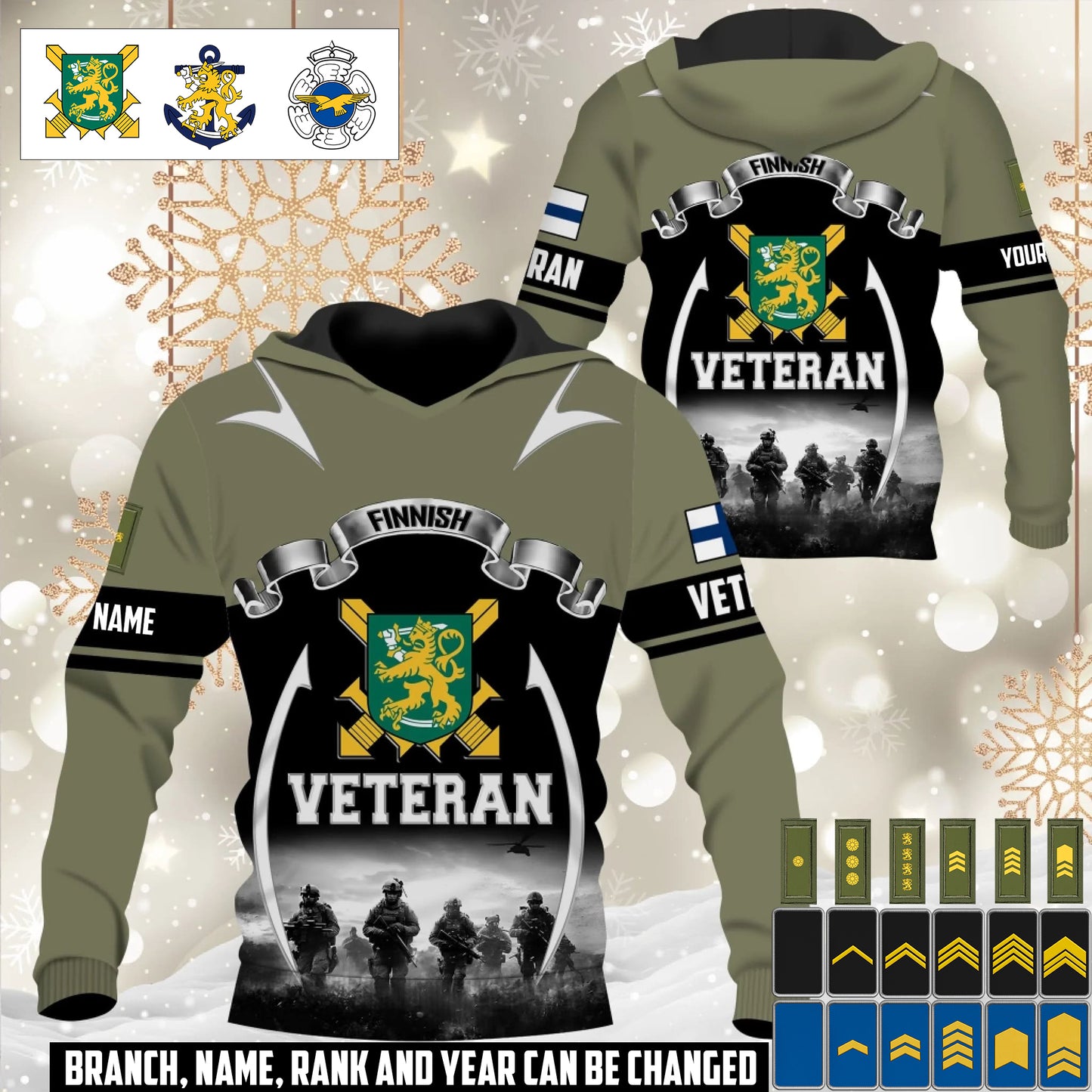 Personalized Finland Soldier/Veteran Camo with Name and Rank Hoodie All Over Printed - 17609184